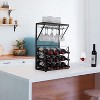 Kings Brand Furniture - 12 Bottles Countertop Wine Rack Stand with Glass Holder, Wine Storage Cabinet Shelf, Pewter/Marble - 3 of 3