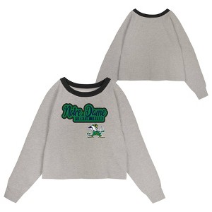 NCAA Notre Dame Fighting Irish Girls' Crew Neck Fleece Gray Sweatshirt - 1 of 3