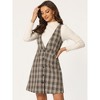 Allegra K Women's V Neck Gingham Check Pinafore Overalls Suspenders Plaid Print Dress - 2 of 4