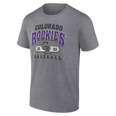 MLB Colorado Rockies Men's Gray Bi-Blend Short Sleeve T-Shirt