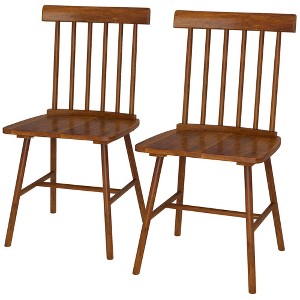 Dining Chairs Set of 2, Farmhouse Wood Kitchen Chairs with Rubber Wood Frame, Spindle Back for Dining Room - 1 of 4