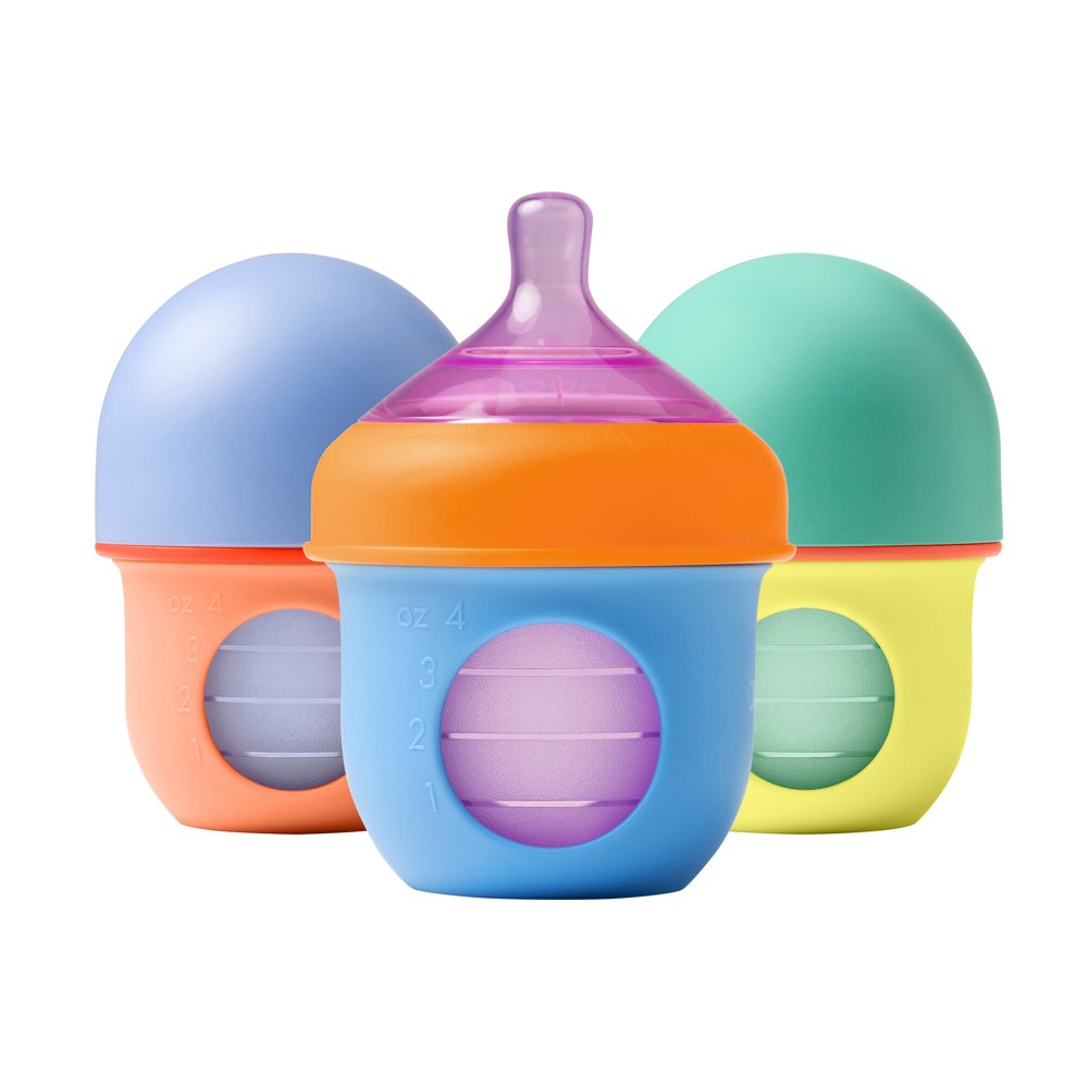 Photos - Baby Bottle / Sippy Cup Boon Nursh Pouch Baby Bottles - Color Block - 4 fl oz/3pk 