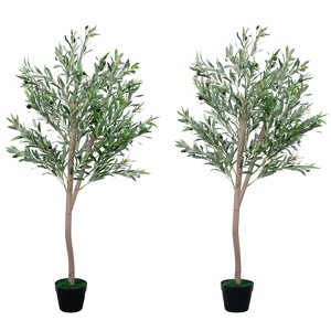 GARVEE 5FT Faux Olive Tree Artificial Indoor, Fake Potted Silk Plant ...