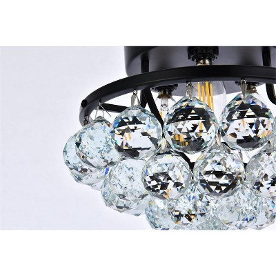 Corona 10" Matte Black and Crystal Flush Mount Light