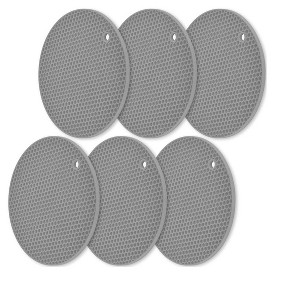 Itopfox Silicone Trivets Set of 6, Multipurpose Non-Slip Heat Resistant Pot Holders for Kitchen, Gray - 1 of 4