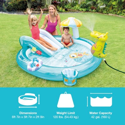 Intex Gator Inflatable Kiddie Pool with Slide and Sprinkler