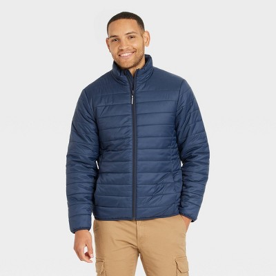 navy long puffa coat
