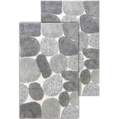 2pc Berkeley Geometric Bath Rug Set Gray/white - Chesapeake : Target