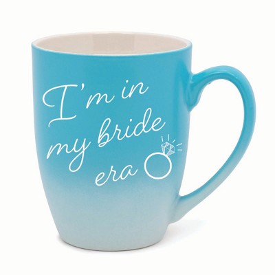 Elanze Designs I'm In My Bride Era Two Toned Ombre Matte 10 ounce New Bone China Coffee Tea Cup Mug For Your Favorite Morning Brew, Teal and White