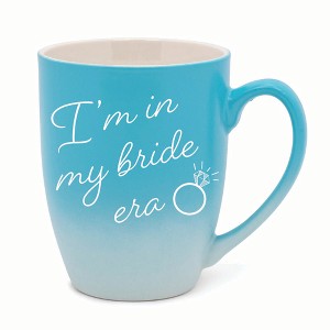 Elanze Designs I'm In My Bride Era Two Toned Ombre Matte 10 ounce New Bone China Coffee Tea Cup Mug For Your Favorite Morning Brew, Teal and White - 1 of 4