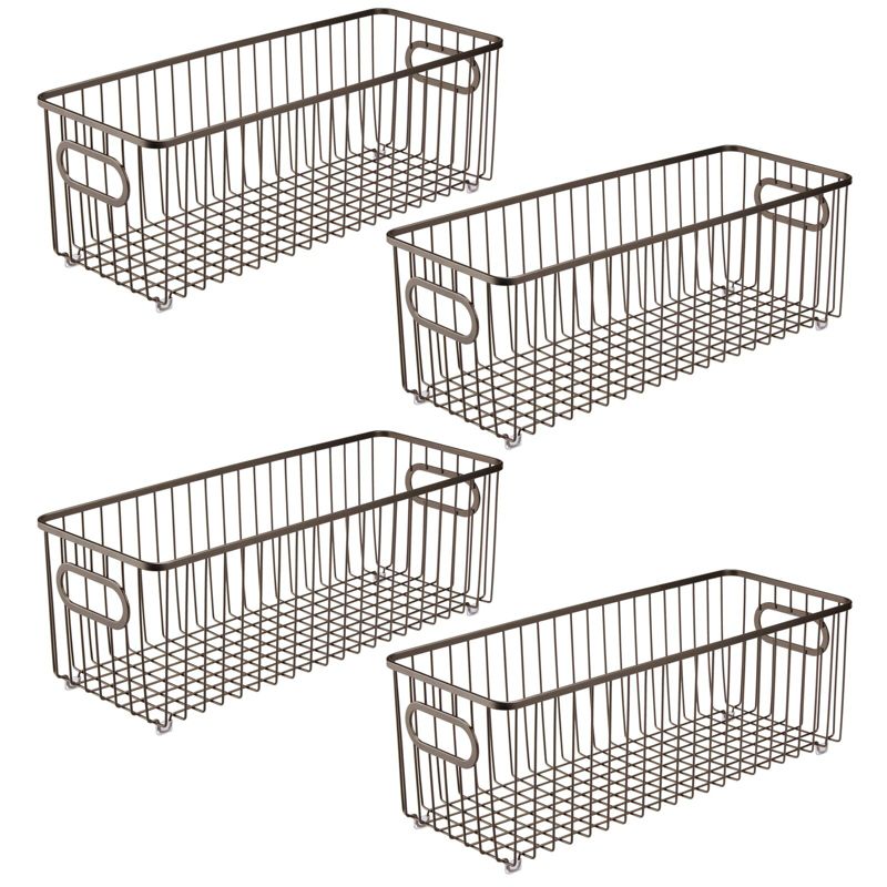 mDesign Deep Metal Bathroom Storage Organizer Basket Bin, 4 Pack, 1 of 9
