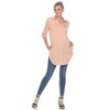 Women's Stretchy Button-Down Tunic - White Mark - 2 of 4