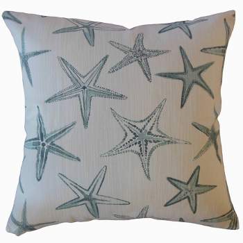 Starfish Harbor Square Throw Pillow White/Blue - Pillow Collection