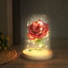 Unique Bargains Wooden Base LED Fairy Light Decor Glass Bell Jar Display Case - 4 of 4