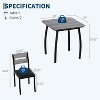 3 Piece Dining Table Set, Farmhouse Kitchen Table and Upholstered Chair, Metal Frame Square Dining Room Furniture - 3 of 4