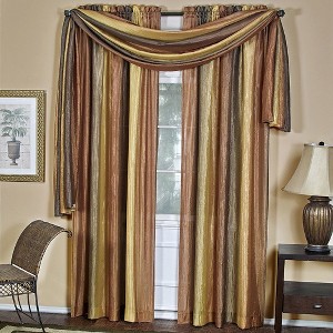 GoodGram Royal Ombre Crushed Semi Sheer Complete 3 Pc. Window Curtains & Scarf Set - 1 of 3