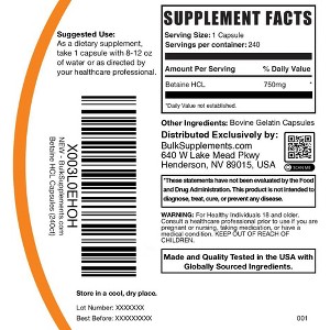 BulkSupplements Betaine HCl Capsules - 1 of 4