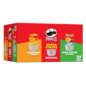 Pringles Potato Crisps Chips, Lunch Snacks, On-the-Go Snacks, Snack Stacks - Variety Pack (27 Cups) - 1 of 4