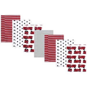 Hudson Baby Infant Boys Cotton Flannel Burp Cloths 7-Pack, Fire Truck , One Size - 1 of 4