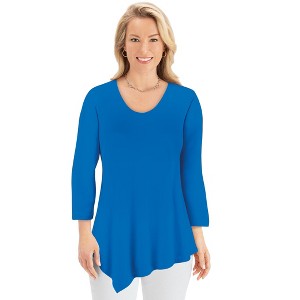 Collections Etc Asymmetrical Hem 3/4 Length Sleeve Knit Tunic - 1 of 4