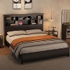 Full Size Bed Frame with Bookcase Headboard, Tall Wooden Bed Headboard Frame with Type-c & USB Charging Station - 4 of 4