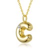 Kids' 14K gold plated necklace with white swarovski crystal initial pendant in bubble letter design - 3 of 3