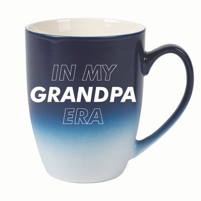Elanze Designs In My Grandpa Era Two Toned Ombre Matte 10 ounce New Bone China Coffee Tea Cup Mug For Your Favorite Morning Brew, Navy Blue and White