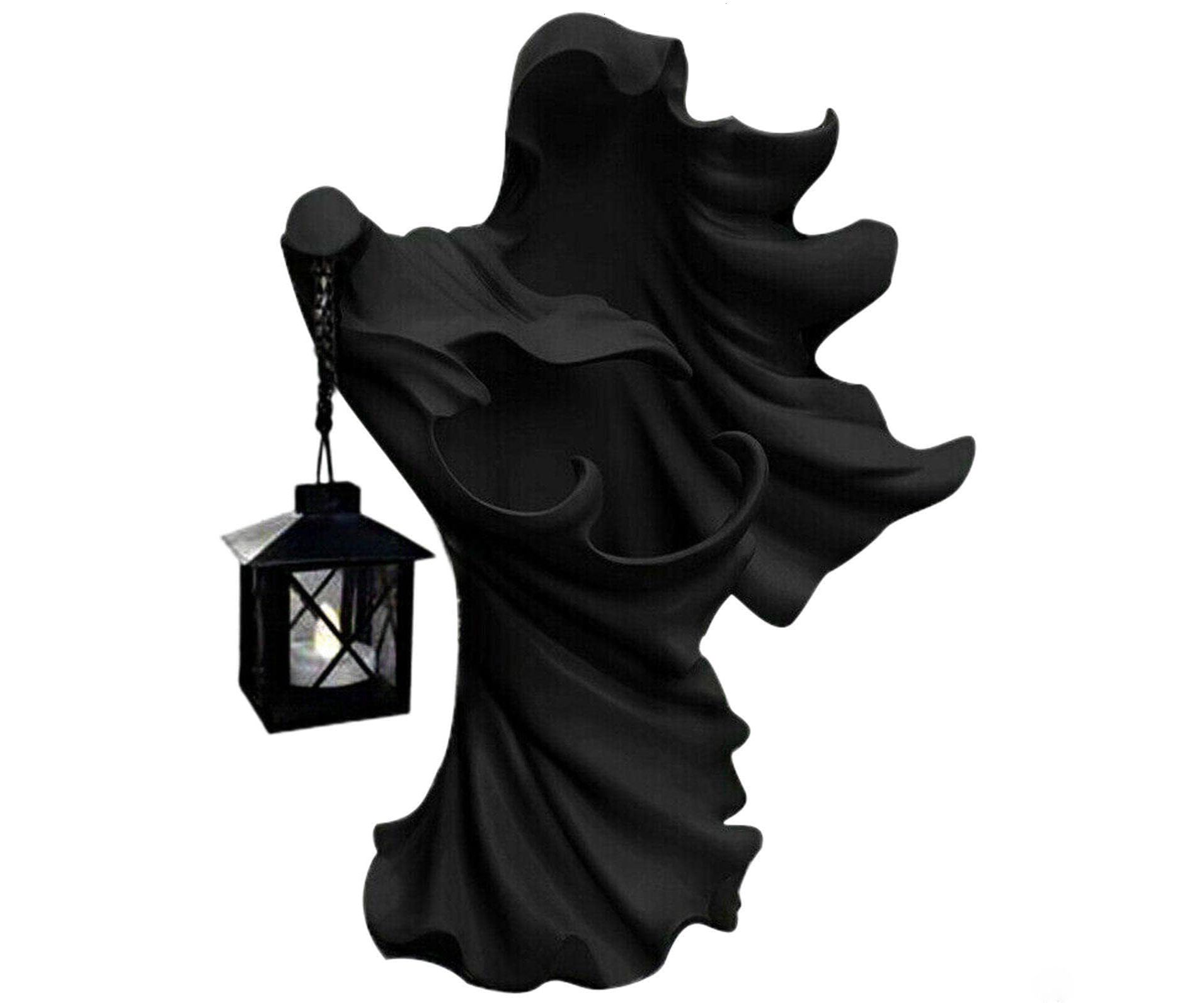 COZONY Halloween Witch Lantern Resin Statue - Scary Faceless Ghost Sculpture, Vintage Figurine for Home Tabletop, Garden & Yard Decor