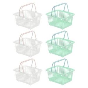 Unique Bargains Plastic Grocery Shopping Toy Organizing Mini Decorative Baskets 6.3" x 3.5" x 5.1" 6 Pcs - 1 of 4
