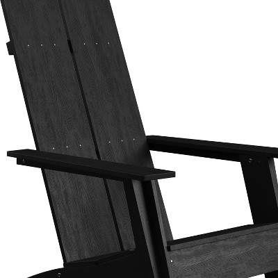 Sawyer Black Poly Resin Wood Adirondack Chairs with Arms, Set of 2