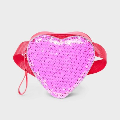 Girls' Heart Shaped Flip Sequin Crossbody Bag - Cat & Jack™ Pink