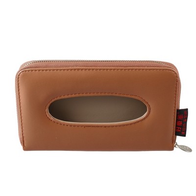Unique Bargains Car Sun Visor Backseat Tissue Napkin Box Holder Case PU Leather for Vehicle SUV Truck RV