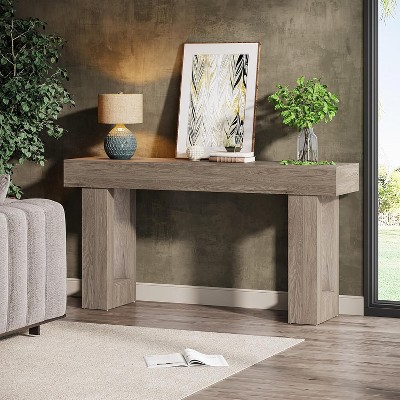 Hommoo 63-Inch Farmhouse Wooden Console Table Gray