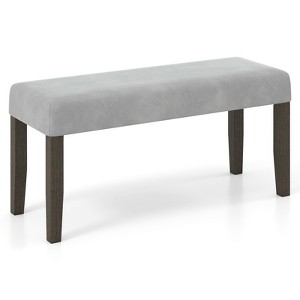Tangkula Upholstered Bedroom Bench w/Padded Seat & Solid Wood Legs for Dining Room - 1 of 4