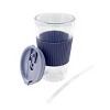 Mr. Coffee Sip Savvy 4 Piece 15 Ounce Silicone Sleeve Glass Cup Set w/ Lid and Straw - 3 of 4