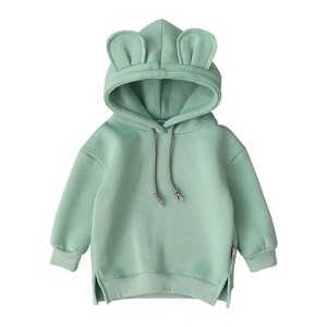 MyKids-Usa Baby Solid Color Animal Ear Patch Design Autumn Hoodie - 1 of 4
