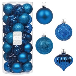 Every Day is Christmas 35ct 2.76"/70mm Shatterproof Round Christmas Tree Ornament Set, Merry Christmas Balls Ornaments with Hooks - 1 of 4