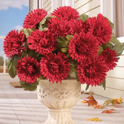 18" Red Fall Chrysanthemum Outdoor Potted Arrangement
