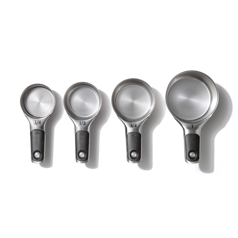 OXO 4pc Stainless Steel Magnetic Measuring Cups Set Black, 1 of 6