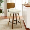 Bekrvio Swivel Counter Height Bar Stools Set of 1/2/3/4,26" Faux Leather Upholstered Bar Stools with Back & Bent Wood Frame for Kitchen Island - 2 of 4