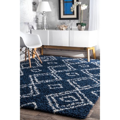 Nuloom Iola Geometric Shag Area Rug, 6' 7" x 9', Blue