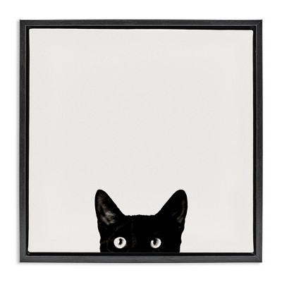 Stupell Industries Black Cat Peeking From Below, 25" x 25"