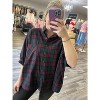 Women's Oversized Plaid Button Down Shirt - entro S - 4 of 4