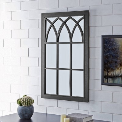 Grandview Arched Farmhouse Window Decorative Wall Mirror Black - FirsTime