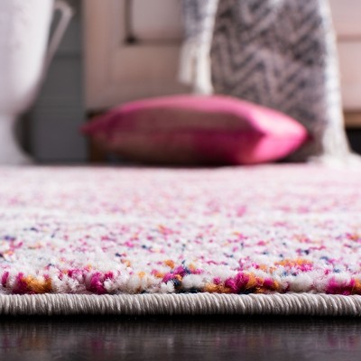 Madison Cream and Fuchsia Square Synthetic Area Rug