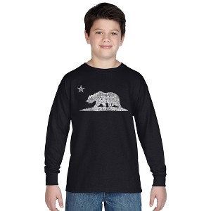 LA Pop Art Boy's Word Art Long Sleeve - California Bear - 1 of 4