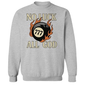 Rerun Island Men's No Luck All Good Long Sleeve Graphic Cotton Pullover Sweatshirt - 1 of 4