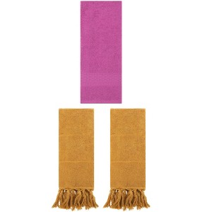REGALWOVEN 3 Packs Solid Textured and Tassels Soft Absorbent Bathroom Hand Towel for Home Decor - 1 of 4