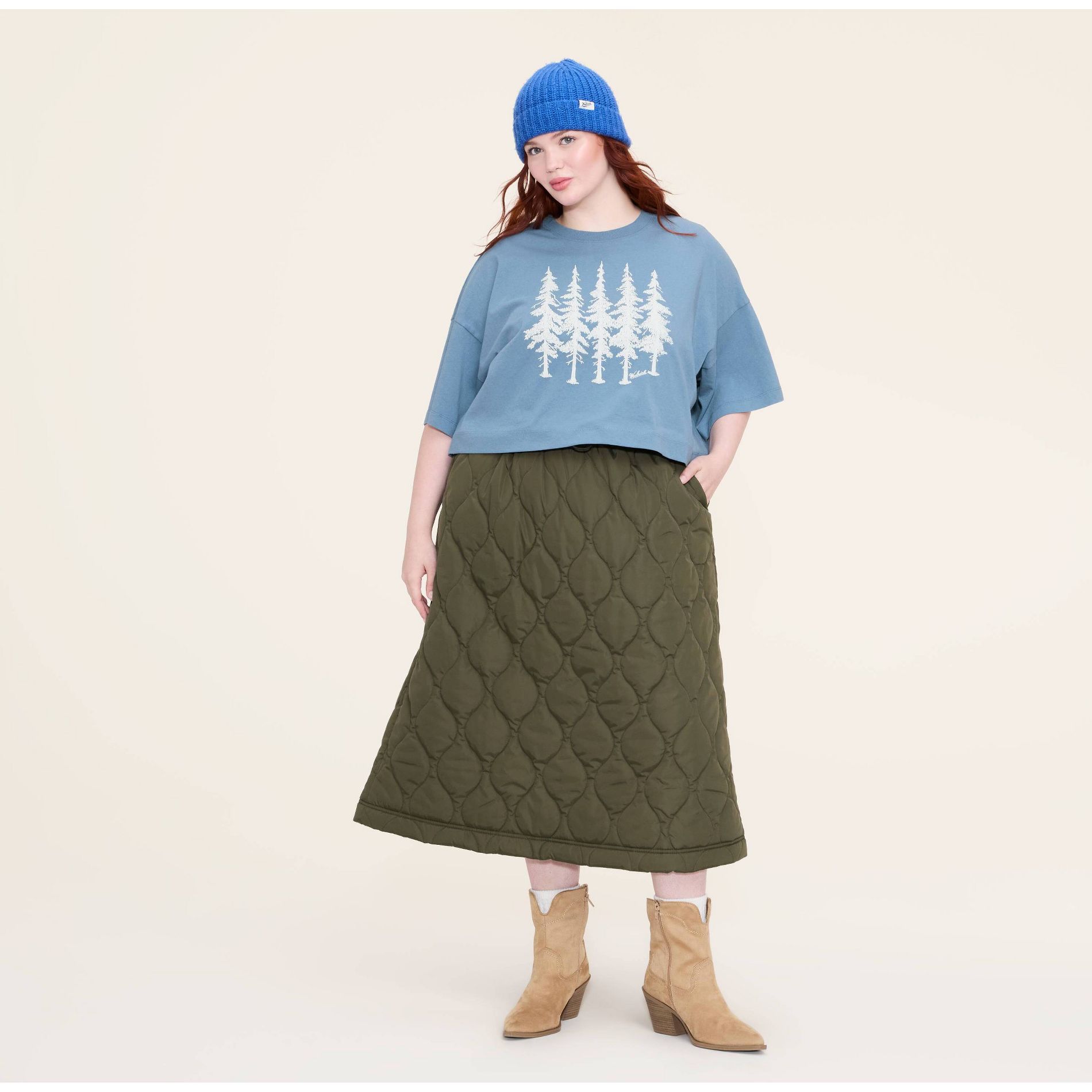 Women's Quilted Midi A-Line Skirt - Woolrich x Target Olive Green XXL