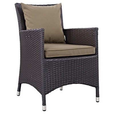 Convene Dining Outdoor Patio Armchair in Espresso Mocha - Modway